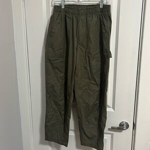 Olive cargo-style pant